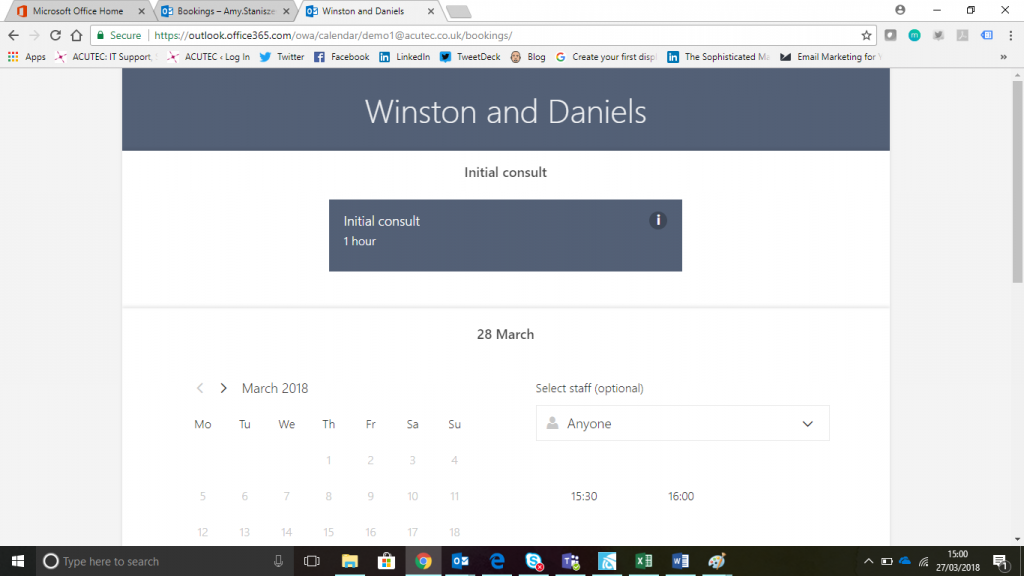 bookings office 365