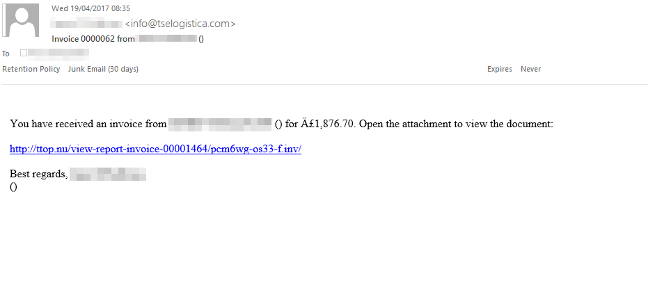 phishing email example