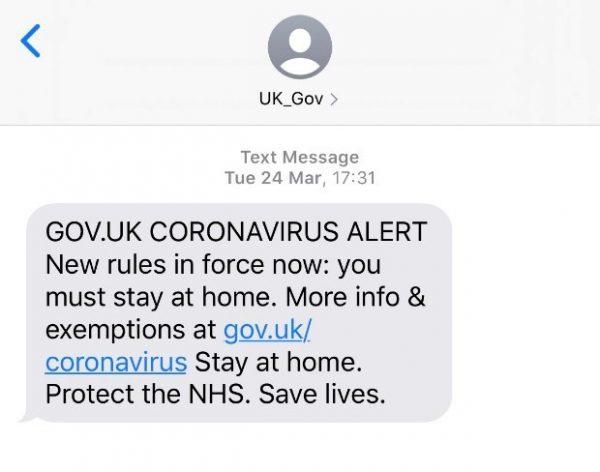 covid 19 text message